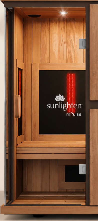 Cedar interior of the infrared sauna at ME Studio